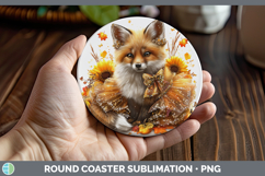 GorgeousWoodland Cute Thanksgiving Round Coaster design.