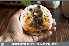 GorgeousWoodland Cute Thanksgiving Round Coaster design.