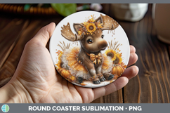 GorgeousWoodland Cute Thanksgiving Round Coaster design.