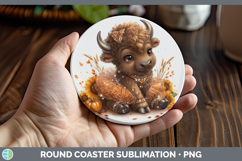 GorgeousWoodland Cute Thanksgiving Round Coaster design.