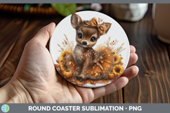GorgeousWoodland Cute Thanksgiving Round Coaster design.