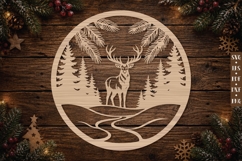Woodland Deer Christmas Ornament SVG Product Image 1