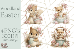 Easter Woodland Animals Clipart, Cute Fox Squirrel Png Product Image 1