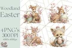 Easter Woodland Animals Clipart, Cute Fox Squirrel Png Product Image 1