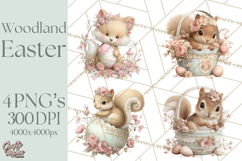 Easter Woodland Animals Clipart, Cute Fox Squirrel Png Product Image 1