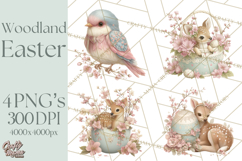 Easter Woodland Animals Clipart, Cute Fox Squirrel Png Product Image 1