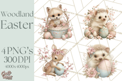 Easter Woodland Animals Clipart, Cute Fox Squirrel Png Product Image 1