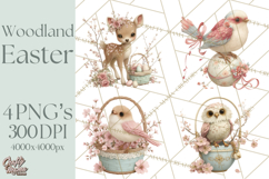 Easter Woodland Animals Clipart, Cute Fox Squirrel Png Product Image 1