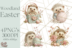 Easter Woodland Animals Clipart, Cute Fox Squirrel Png Product Image 1