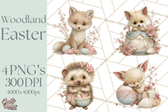 Easter Woodland Animals Clipart, Cute Fox Squirrel Png Product Image 1