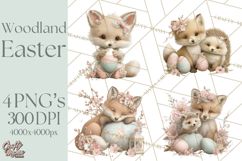 Easter Woodland Animals Clipart, Cute Fox Squirrel Png Product Image 1