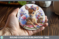 GorgeousWoodland Fourth of July Round Coaster design.