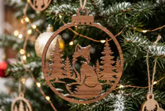 Woodland Fox Christmas Ornament SVG, Holiday Laser Cut Product Image 2
