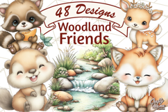 Woodland Forest Clipart PNG, Animals and Nature Elements Product Image 1