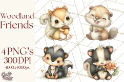 Woodland Forest Clipart PNG, Animals and Nature Elements Product Image 1