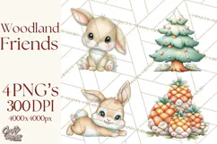 Woodland Forest Clipart PNG, Animals and Nature Elements Product Image 1