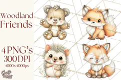 Woodland Forest Clipart PNG, Animals and Nature Elements Product Image 1