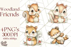 Woodland Forest Clipart PNG, Animals and Nature Elements Product Image 1