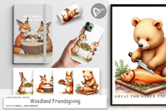 Digital Paper Watercolor Woodland Friendsgiving Product Image 1