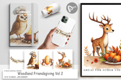 Digital Paper Watercolor Woodland Friendsgiving Product Image 1
