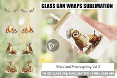 Glass Can Watercolor Woodland Friendsgiving Product Image 1