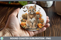GorgeousWoodland Halloween Round Coaster design.