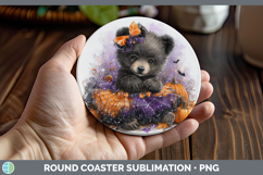 GorgeousWoodland Halloween Round Coaster design.