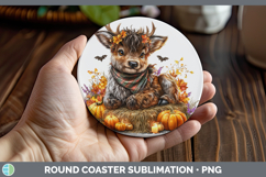 GorgeousWoodland Halloween Round Coaster design.