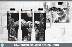 GorgeousWoodland Mountain Moon Laser 40oz Tumbler design.