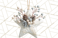 Winter Woodland Ornaments PNG Neutral Christmas Clipart Product Image 3