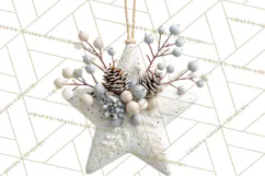 Winter Woodland Ornaments PNG Neutral Christmas Clipart Product Image 3