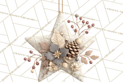 Winter Woodland Ornaments PNG Neutral Christmas Clipart Product Image 5