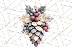 Winter Woodland Ornaments PNG Neutral Christmas Clipart Product Image 5