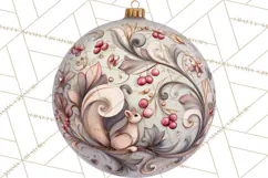 Winter Woodland Ornaments PNG Neutral Christmas Clipart Product Image 4