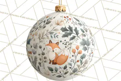 Winter Woodland Ornaments PNG Neutral Christmas Clipart Product Image 5