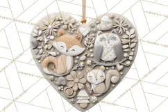 Winter Woodland Ornaments PNG Neutral Christmas Clipart Product Image 3