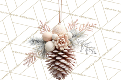 Winter Woodland Ornaments PNG Neutral Christmas Clipart Product Image 3