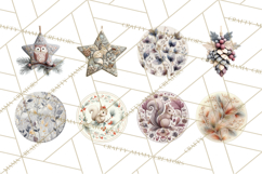 Winter Woodland Ornaments PNG Neutral Christmas Clipart Product Image 6