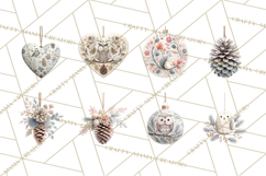 Winter Woodland Ornaments PNG Neutral Christmas Clipart Product Image 2