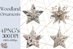 Winter Woodland Ornaments PNG Neutral Christmas Clipart Product Image 1