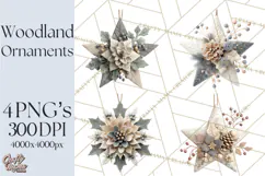 Winter Woodland Ornaments PNG Neutral Christmas Clipart Product Image 1
