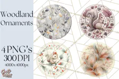 Winter Woodland Ornaments PNG Neutral Christmas Clipart Product Image 1
