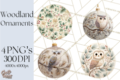 Winter Woodland Ornaments PNG Neutral Christmas Clipart Product Image 1