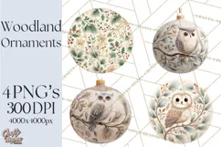 Winter Woodland Ornaments PNG Neutral Christmas Clipart Product Image 1