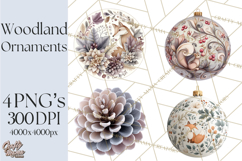 Winter Woodland Ornaments PNG Neutral Christmas Clipart Product Image 1
