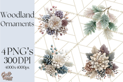 Winter Woodland Ornaments PNG Neutral Christmas Clipart Product Image 1