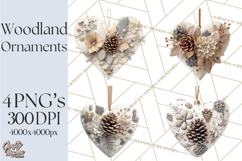 Winter Woodland Ornaments PNG Neutral Christmas Clipart Product Image 1