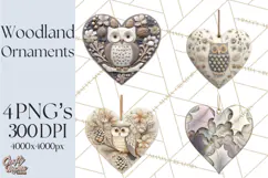 Winter Woodland Ornaments PNG Neutral Christmas Clipart Product Image 1