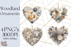 Winter Woodland Ornaments PNG Neutral Christmas Clipart Product Image 1