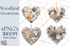Winter Woodland Ornaments PNG Neutral Christmas Clipart Product Image 1